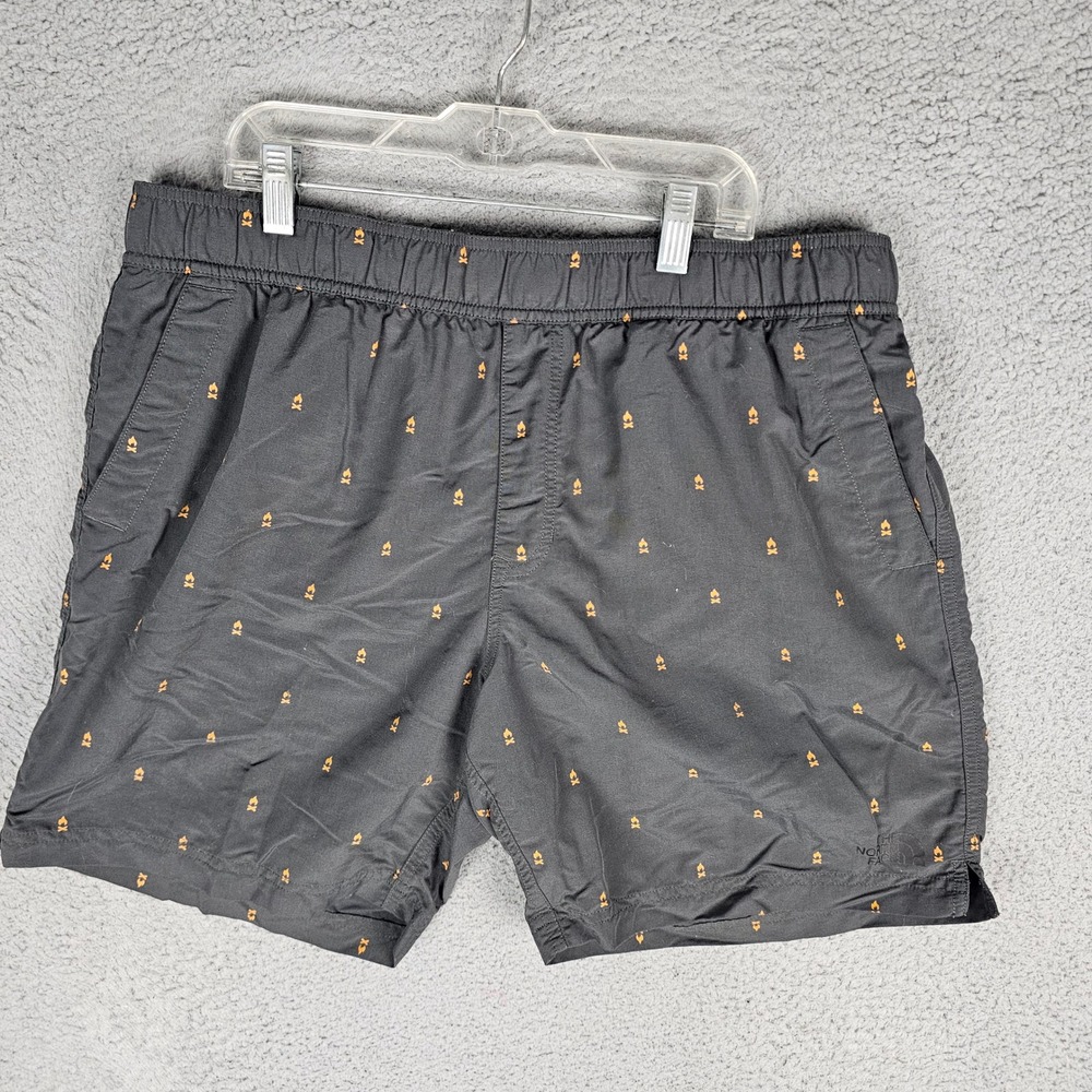 The North Face Shorts Mens L Grey Campfire Print Class V Pull On Hiking 028630